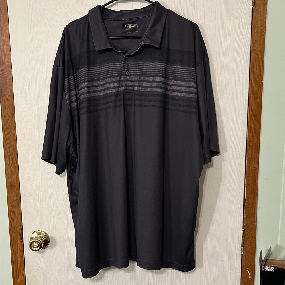 Ben Hogan Performance Black and Gray Striped Men's Polo Shirt